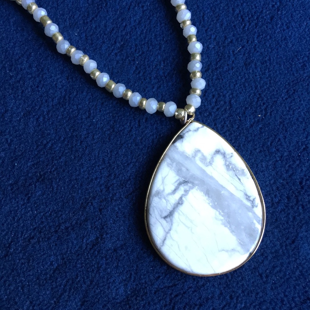 NWT Francesca’s Howlite Stone Teardrop Necklace